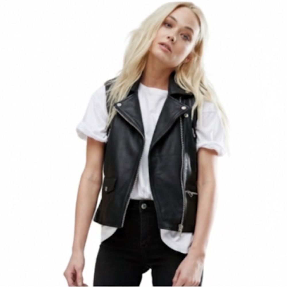 NWT! Goosecraft Black Leather “Biker Tank” Vest Small